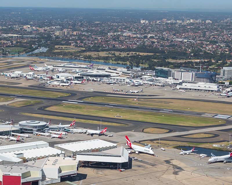 Aerial view of Sydney International Airport